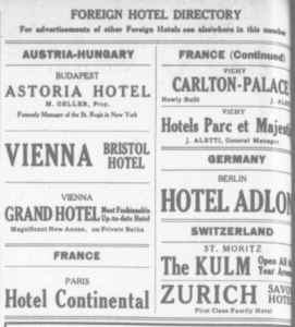 Screenshot of the advertisements segment "Foreign Hotel Directory".